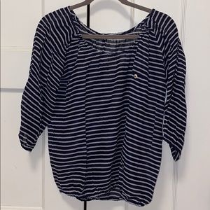 J Crew Navy Blue Striped Shirt